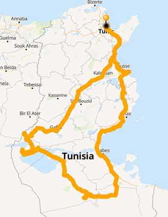 Map Amazing motorcycle ride through the Tunisian Sahara desert