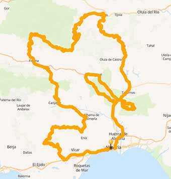 Map Riding on gravel roads in Tabernas Desert and Sierra de Baza