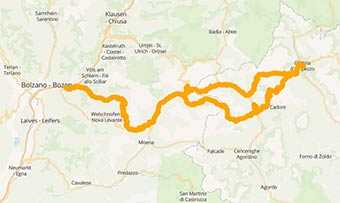 Map Motorbike tour around the Marmolada group in the Dolomites