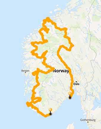 Map Norway by motorcycle among stunning fjords on winding roads