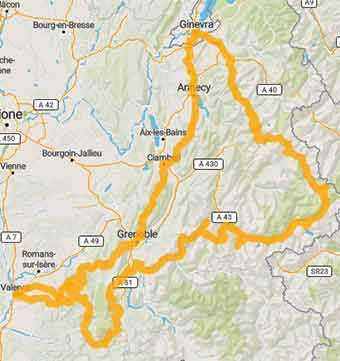 Map Vercors and Savoy, on winding roads with breathtaking views