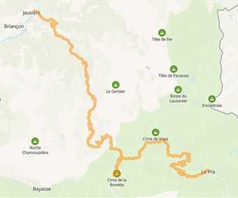 Map Col de la Bonette: a breathtaking roads in the Alps