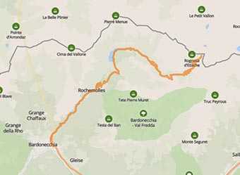 Map The dirt road that leads to Colle del Sommeiller