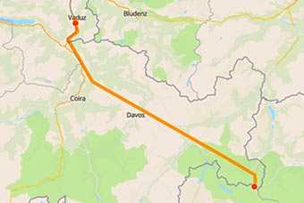 Map Umbrail Pass route from Val Müstair to Bormio