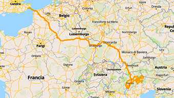Map From UK to the Breathtaking Dolomites by Motorbike