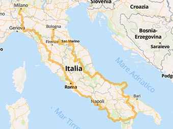 Map Motorbikes & Italian Wonders from North to South of the boot